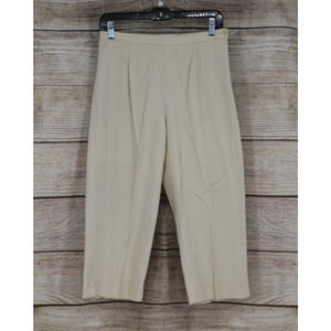 Chaus Womens Pleated High Rise Wide Leg Cropped Pants Size 8 Khaki